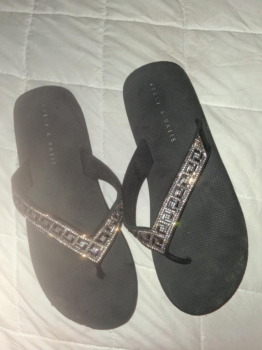 Kelly & Katie Black Jeweled Thong Sandals